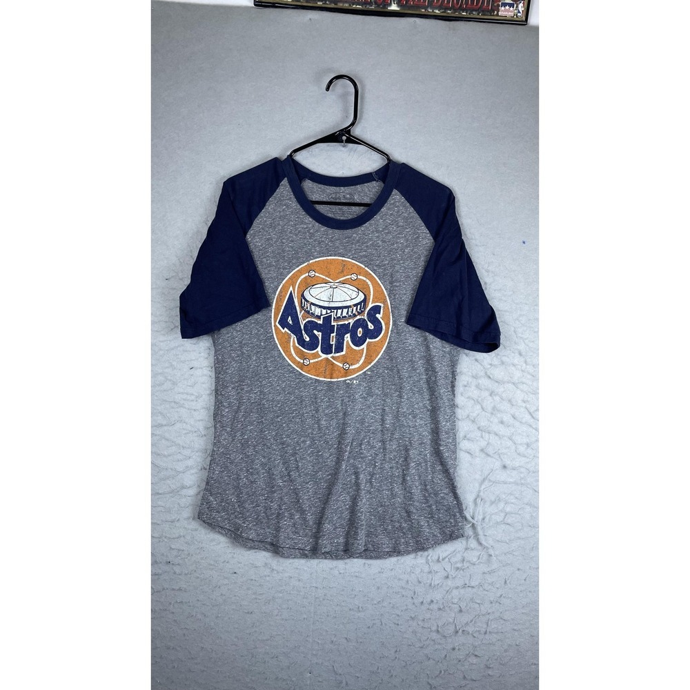Houston Astros Shirt Mens Medium Gray MLB Baseball Majestic Threads Raglan Tee